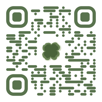 QR-Code Waldgr&uuml;n mit Kleeblatt, f&uuml;hrt zu robertbrodhun.de