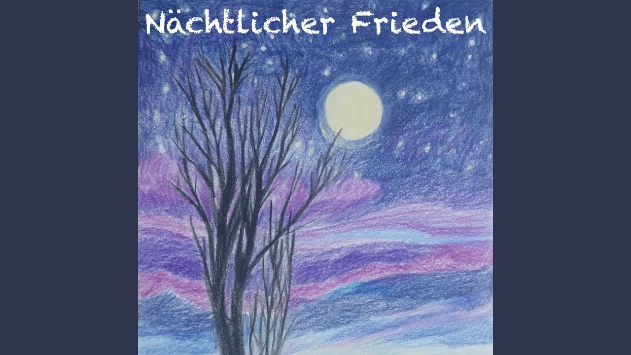 Titelbild der Single »Nächtlicher Frieden«: ein kahler Baum unter dem Vollmond, gezeichnet